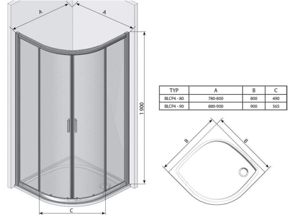 Душевой уголок 80х80х195 RAVAK 3B240C00Z1