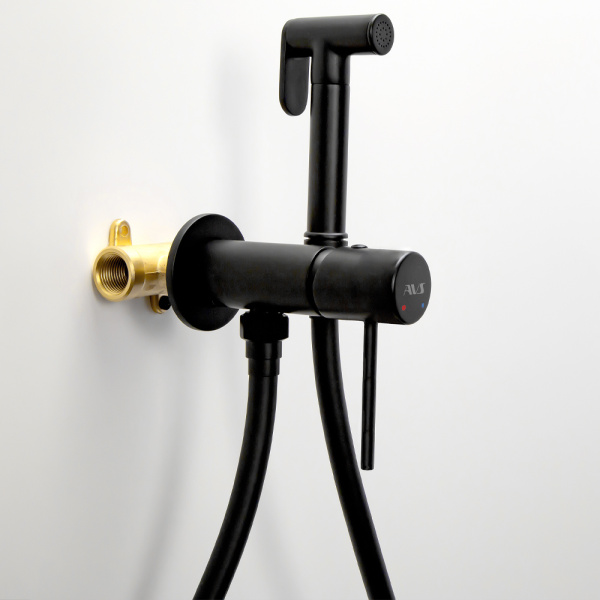 Гигиенический душ со смесителем AVS Slimmer черный матовый