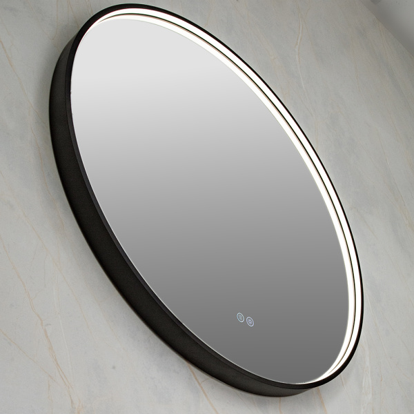 Зеркало с подсветкой AVS AZ 80 см, антипар, черное матовое